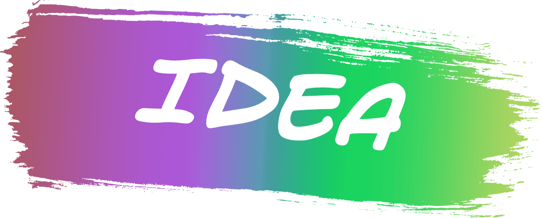 Colorful brushstroke design with idea text on transparent background