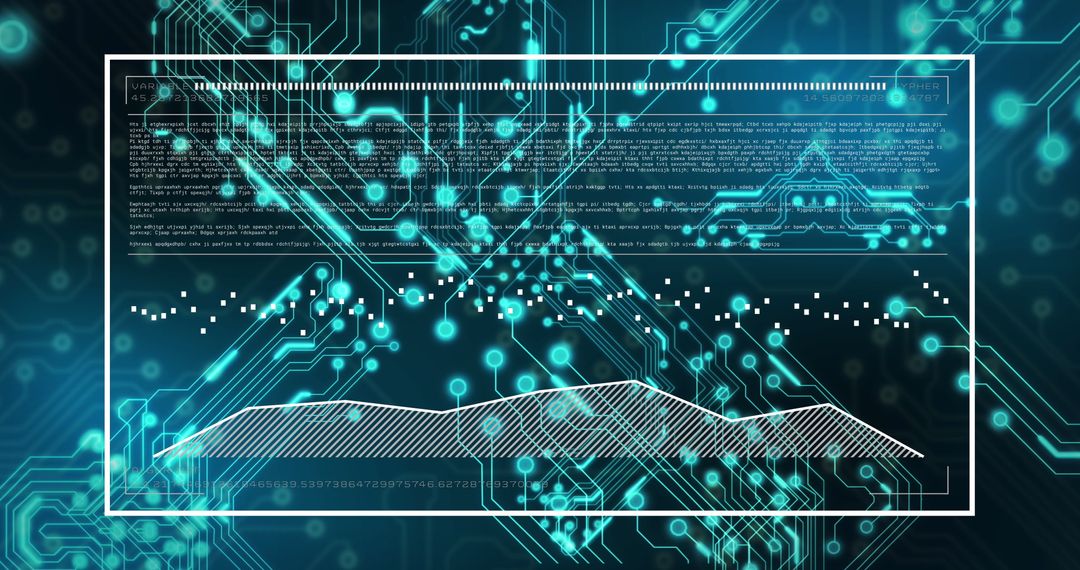 Futuristic Data Interface with Circuit Board and Graph