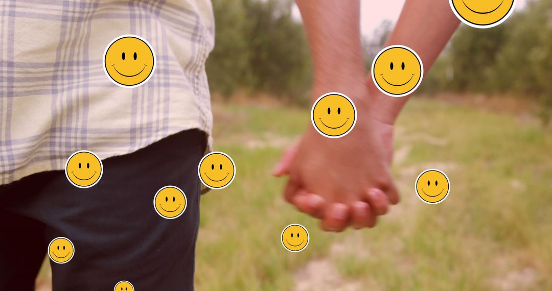 Couple Holding Hands with Happy Smiley Faces