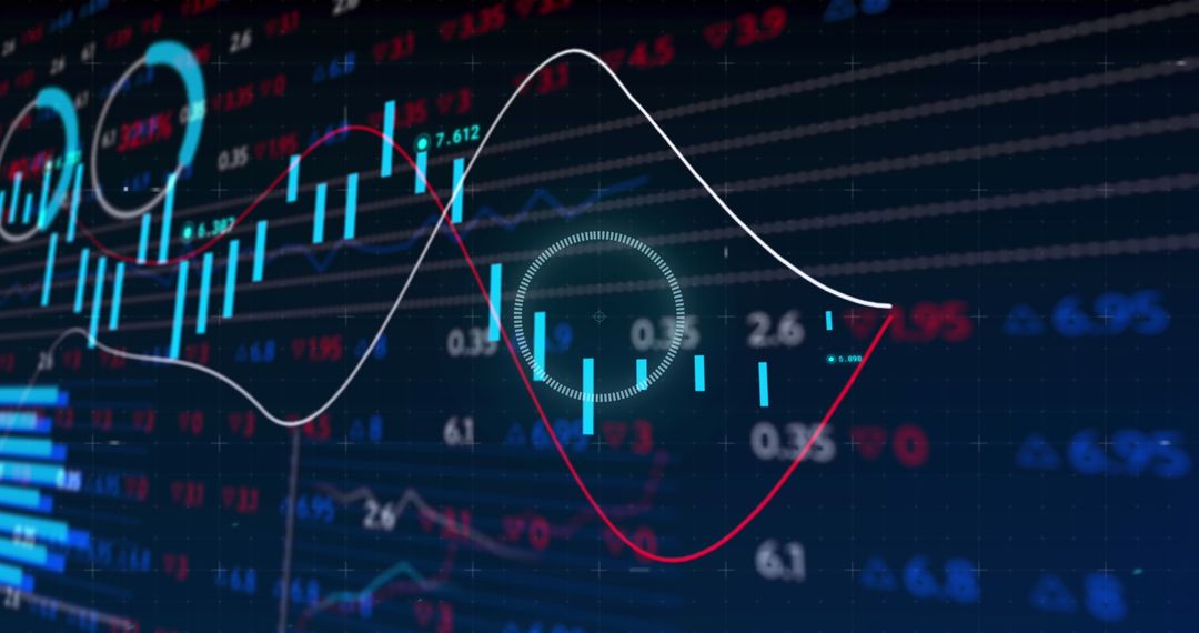 Futuristic Data Interface with Stock Market Graphics