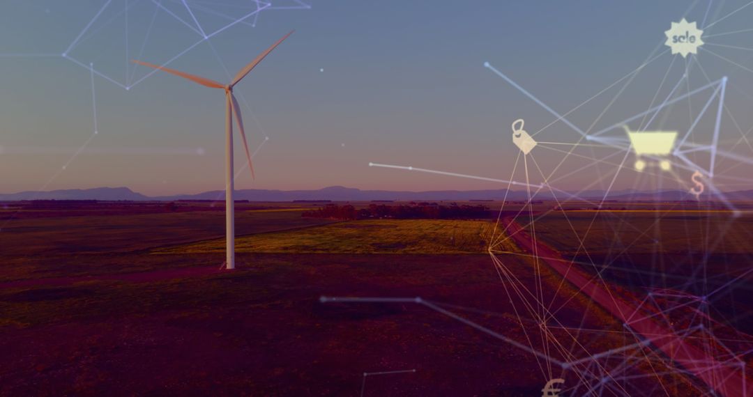 Digital Network Overlay on Wind Turbine Field