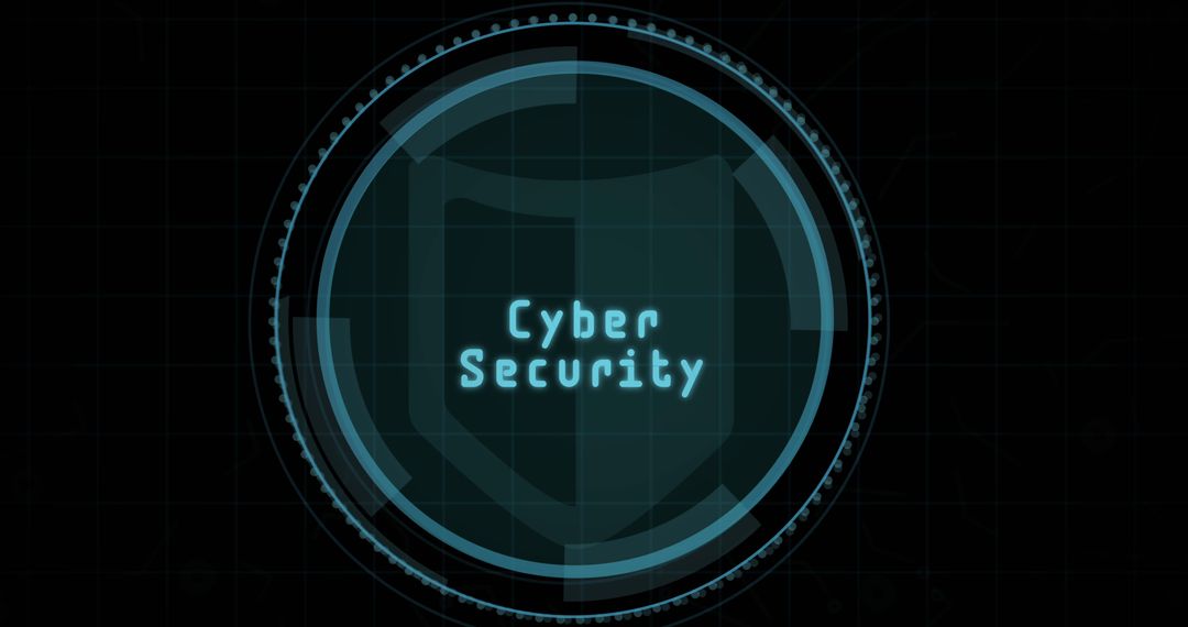 Futuristic Cyber Security Interface with Shield Icon