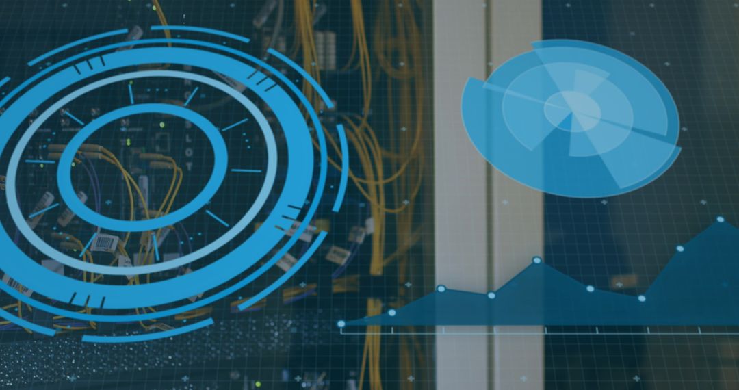 Futuristic Data Processing Interface in Server Room Environment