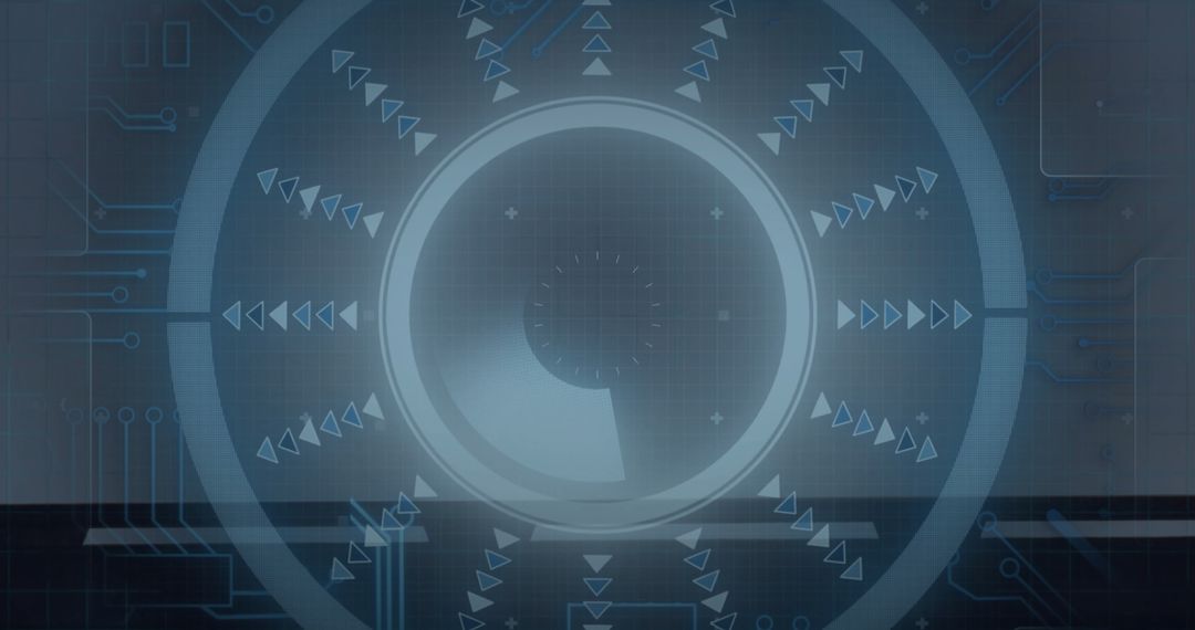 Futuristic Circular Interface with Arrows and Symbols