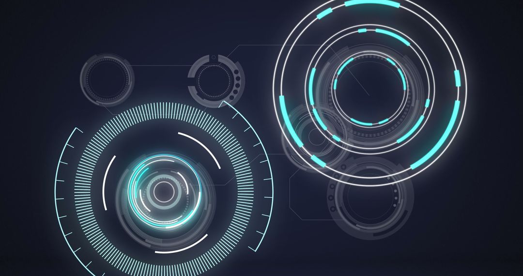 Futuristic Digital Interface with Circular HUD Elements