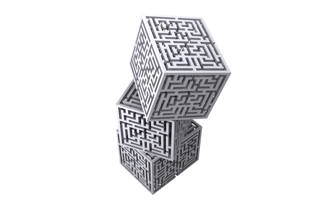 Digital Transparent 3D Cubes with Maze Design