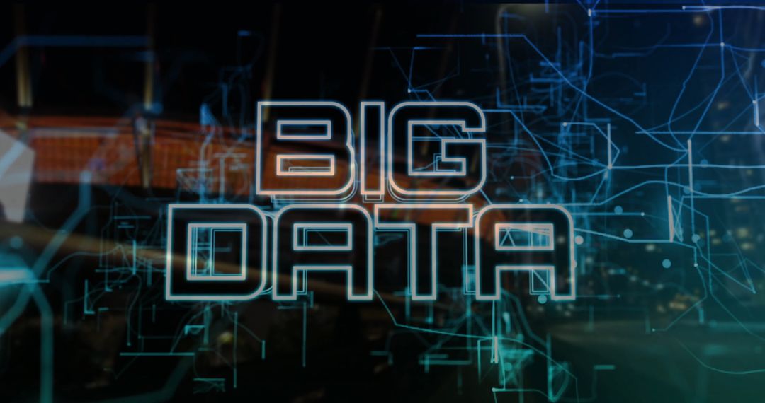 Glowing Big Data Text with Futuristic Circuit Background