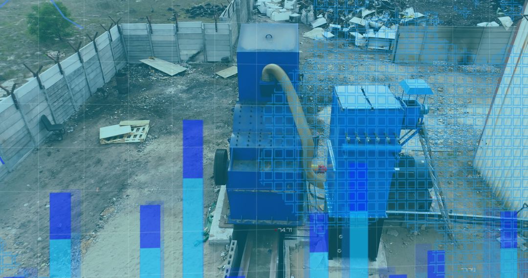 Recycle Center Overlaid with Financial Data Graphics