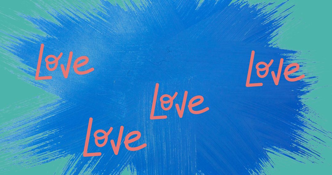 Dynamic Love Text on Colorful Paint Brush Stroke Background