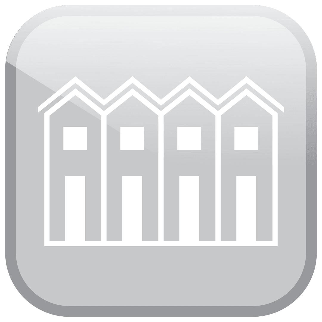 Transparent Line Art Row of Houses Icon