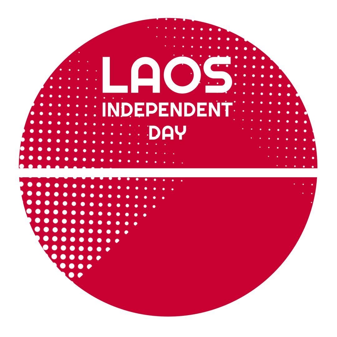 Laos Independent Day Red Semi Circle Design with White Text on White Background - Download Free Stock Templates Pikwizard.com