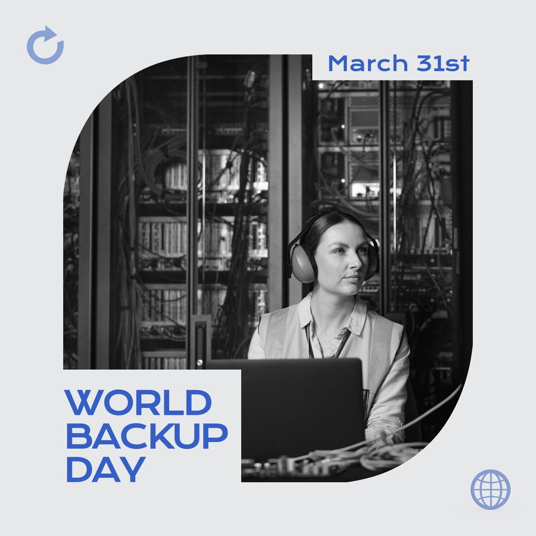 Woman in Data Center Celebrating World Backup Day