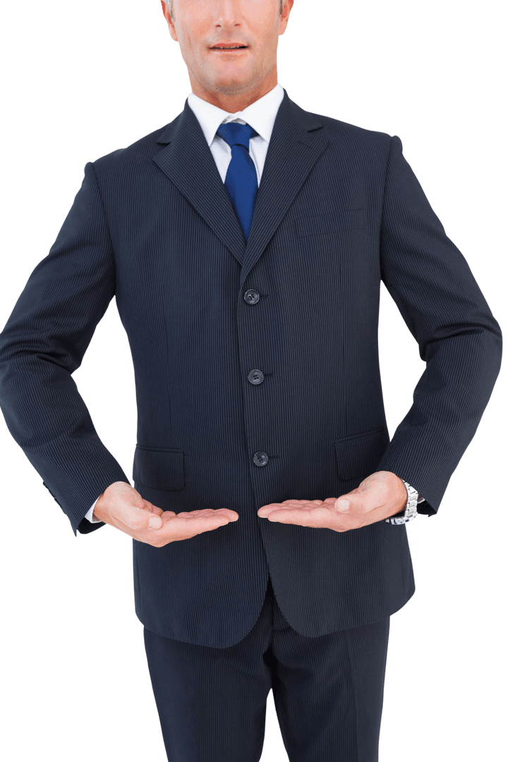 Transparent Businessman Holding Concept Gesture with Hands