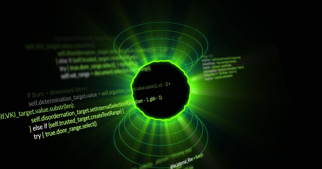 Abstract Data Flow with Green Glowing Light Trails