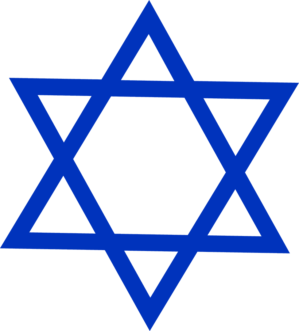 Blue Six-Pointed Star Symbol with Transparent Background