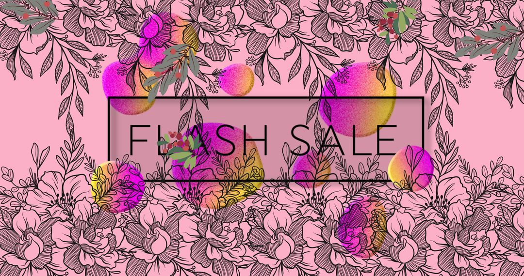 Colorful Flash Sale Announcement over Floral Design - Free Images, Stock Photos and Pictures on Pikwizard.com