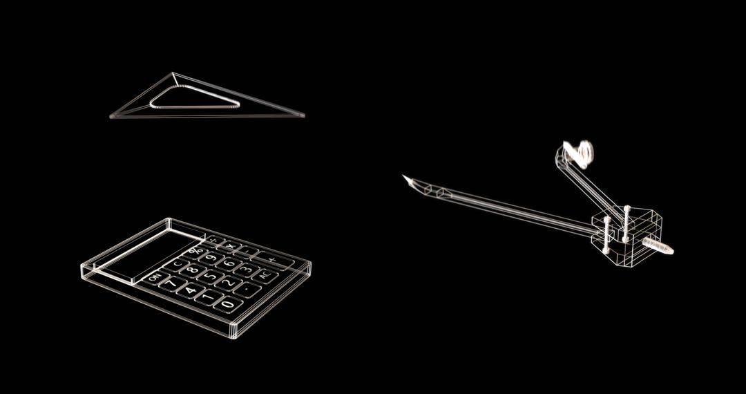 Educational Graphics of Math Tools on Black Digital Background