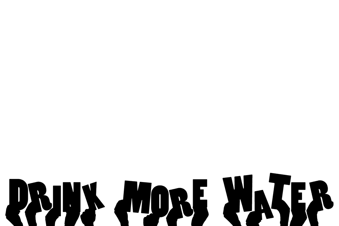 Silhouette Hands with Drink More Water Message on Transparent Background