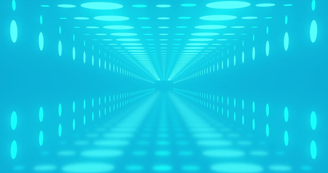 Futuristic Blue Digital Tunnel with Circular Light Patterns