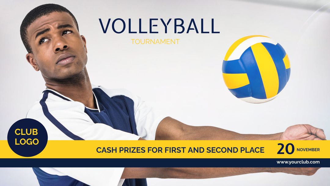 Energetic Volleyball Athlete With Ball for Tournament Advertisement - Download Free Stock Templates Pikwizard.com