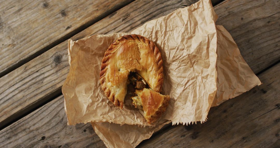 Homemade Vegan Pie Top-view on Rustic Wood Surface