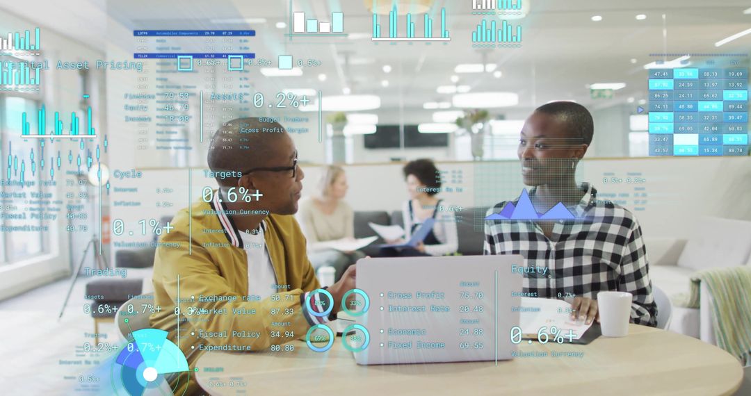 Diverse Professionals Discussing Financial Data in Modern Office