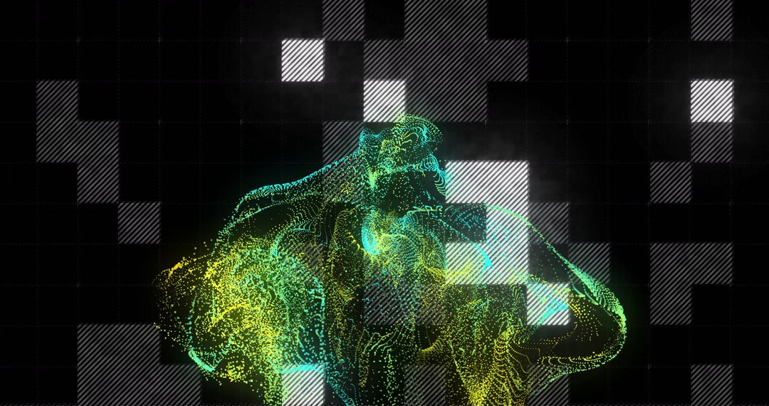 Dynamic Colorful Waves on Geometric Pixelated Background