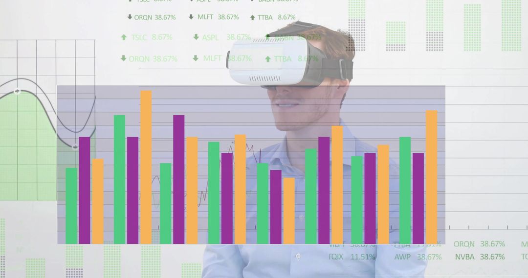 Businessman Analyzing Virtual Reality Data Analytics