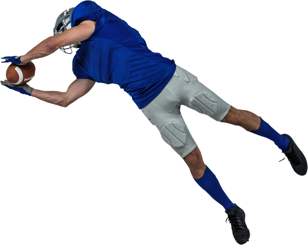 Transparent Diving American Football Player Mid-Air Catching Ball - Download Free Stock Images Pikwizard.com