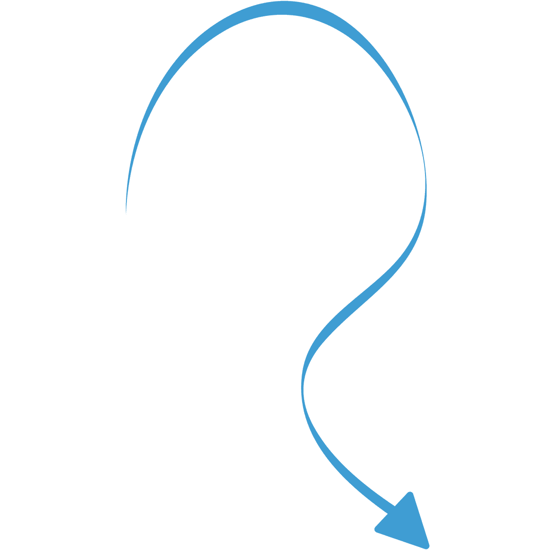 Curved Blue Arrow Illustration on Transparent Background
