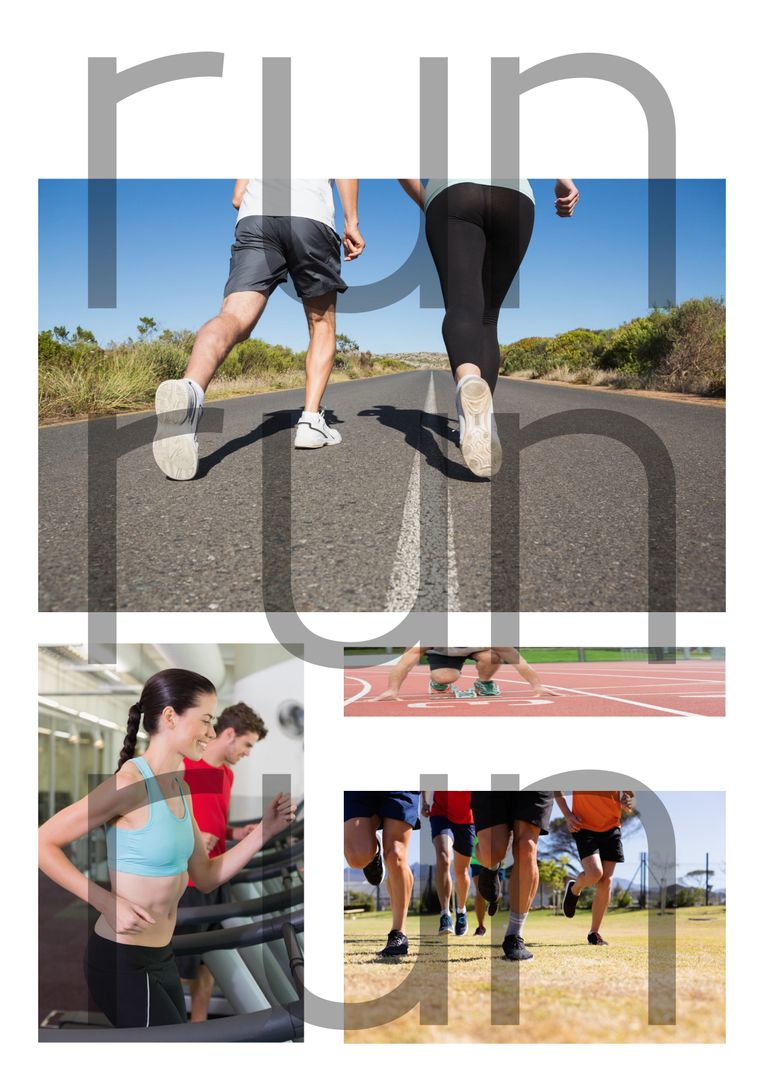 Inspiring Active Lifestyle Collage Featuring Diverse Running Scenarios
