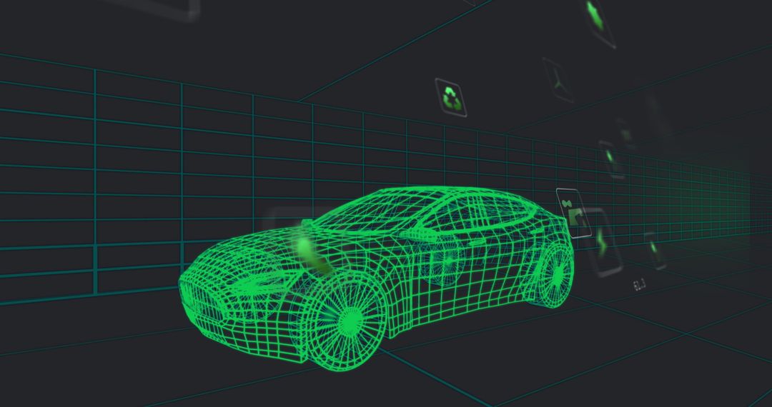 Digital 3D Model of Electric Automobile in Motion