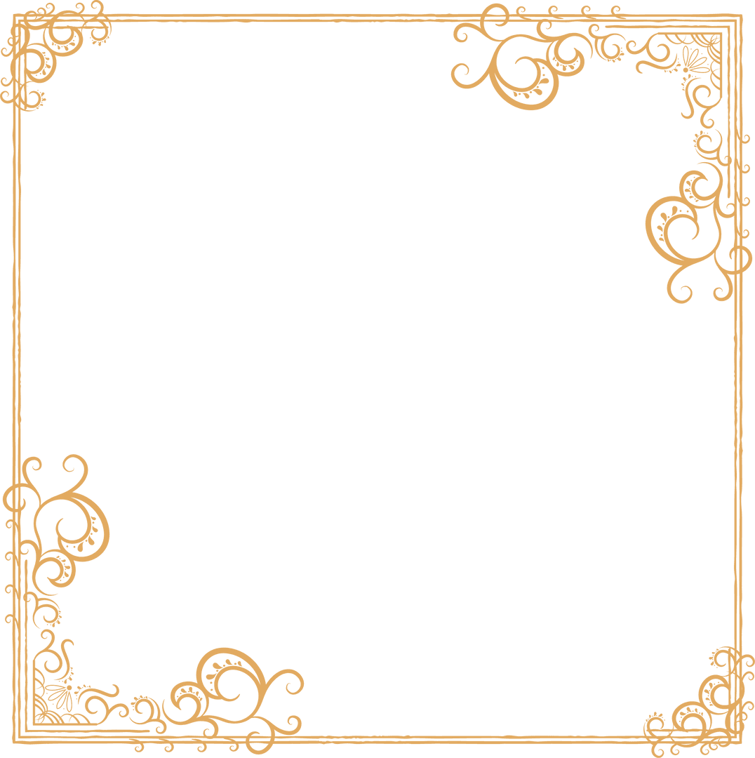 Elegant Filigree Corner Frame on Transparent Background