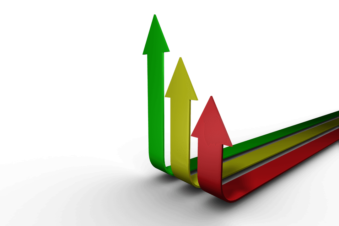 Colorful Arrows Vector on Transparent Background Indicating Demanding Growth