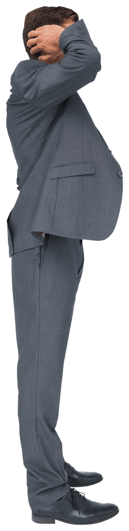 Caucasian Businessman Thinking on Transparent Background