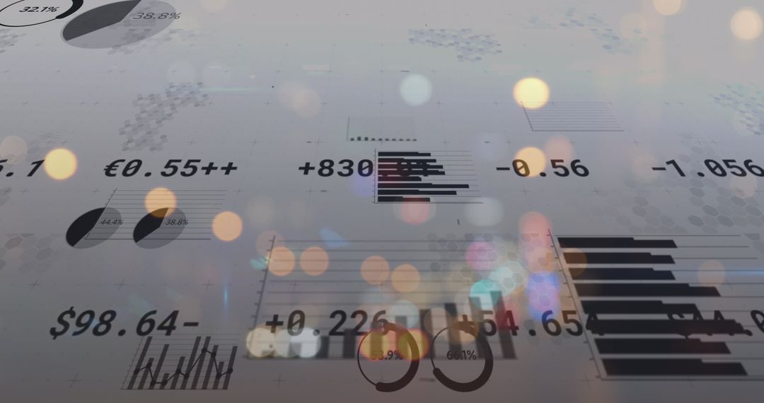 Digital Financial Data with City Lights Overlay