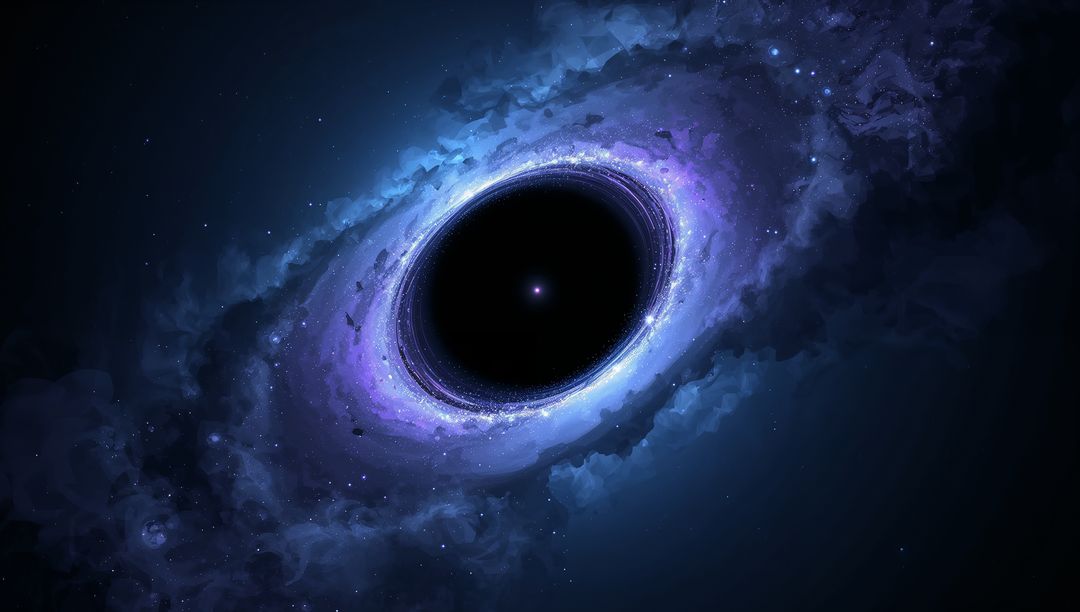 Violet Spinning Black Hole with Luminous Accretion Disk and Cosmic Nebula Deep Space Vortex