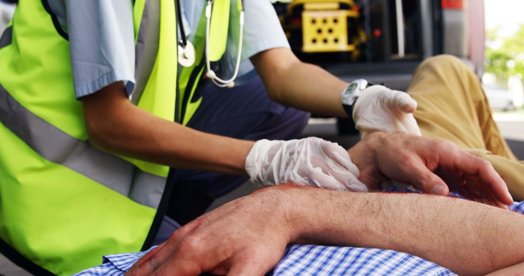 Paramedic Providing Emergency First Aid to Injured Person - Free Images, Stock Photos and Pictures on Pikwizard.com