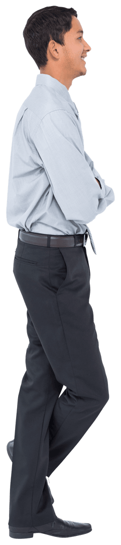 Confident Asian Businessman Standing with Calm Expression on Transparent Background