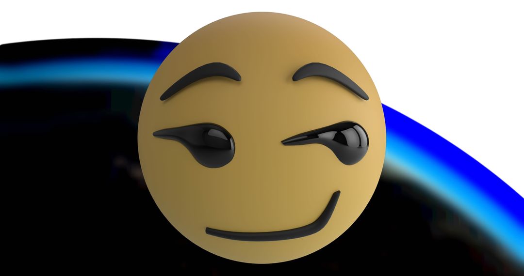 3D Smiling Emoji with Cheeky Expression on Black Blue Background