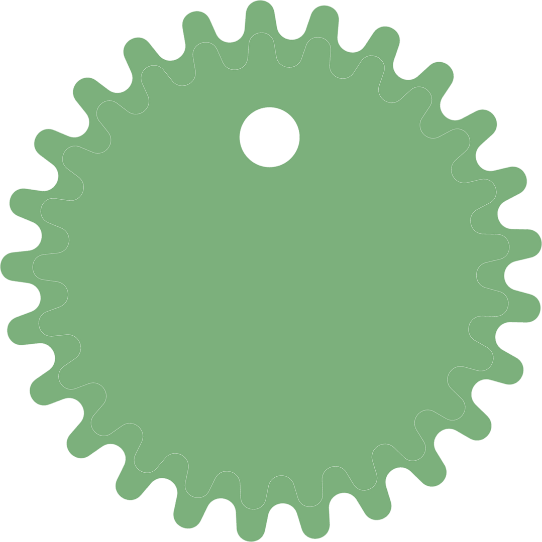 Green Gear with Transparent Background Vector Illustration