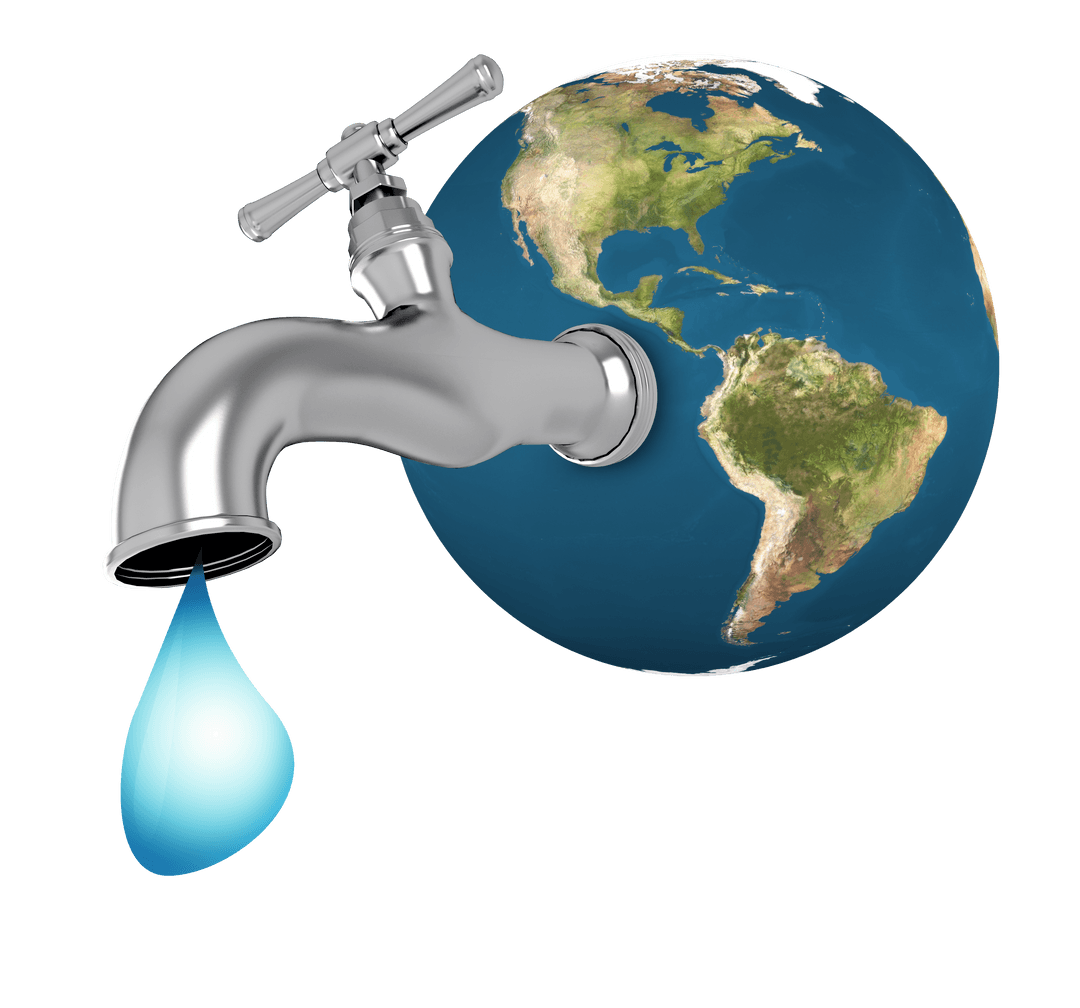 Transparent Globe with Water Tap Dripping Concept