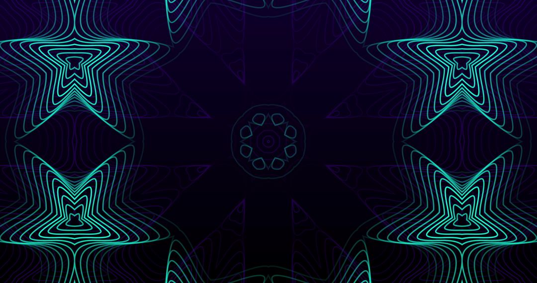 Psychedelic Kaleidoscope Glowing Patterns on Dark Background
