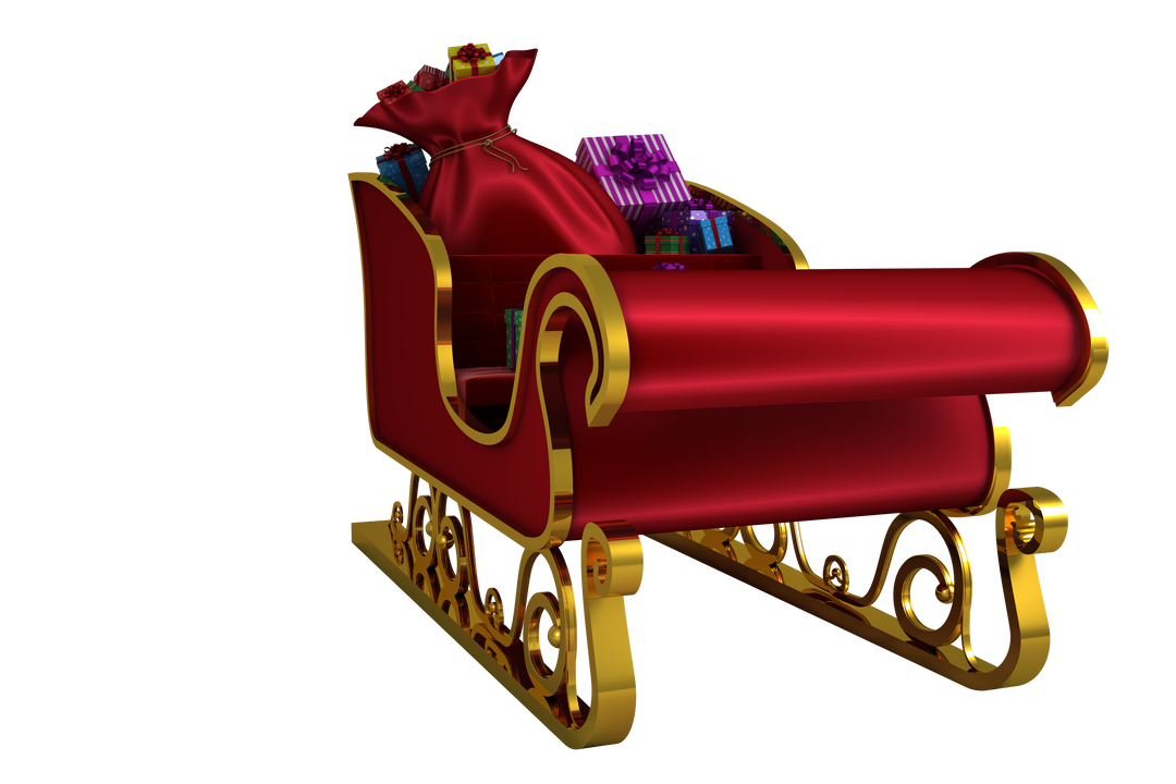 Transparent Red and Gold Santa Sleigh Full of Christmas Gifts - Download Free Stock Images Pikwizard.com