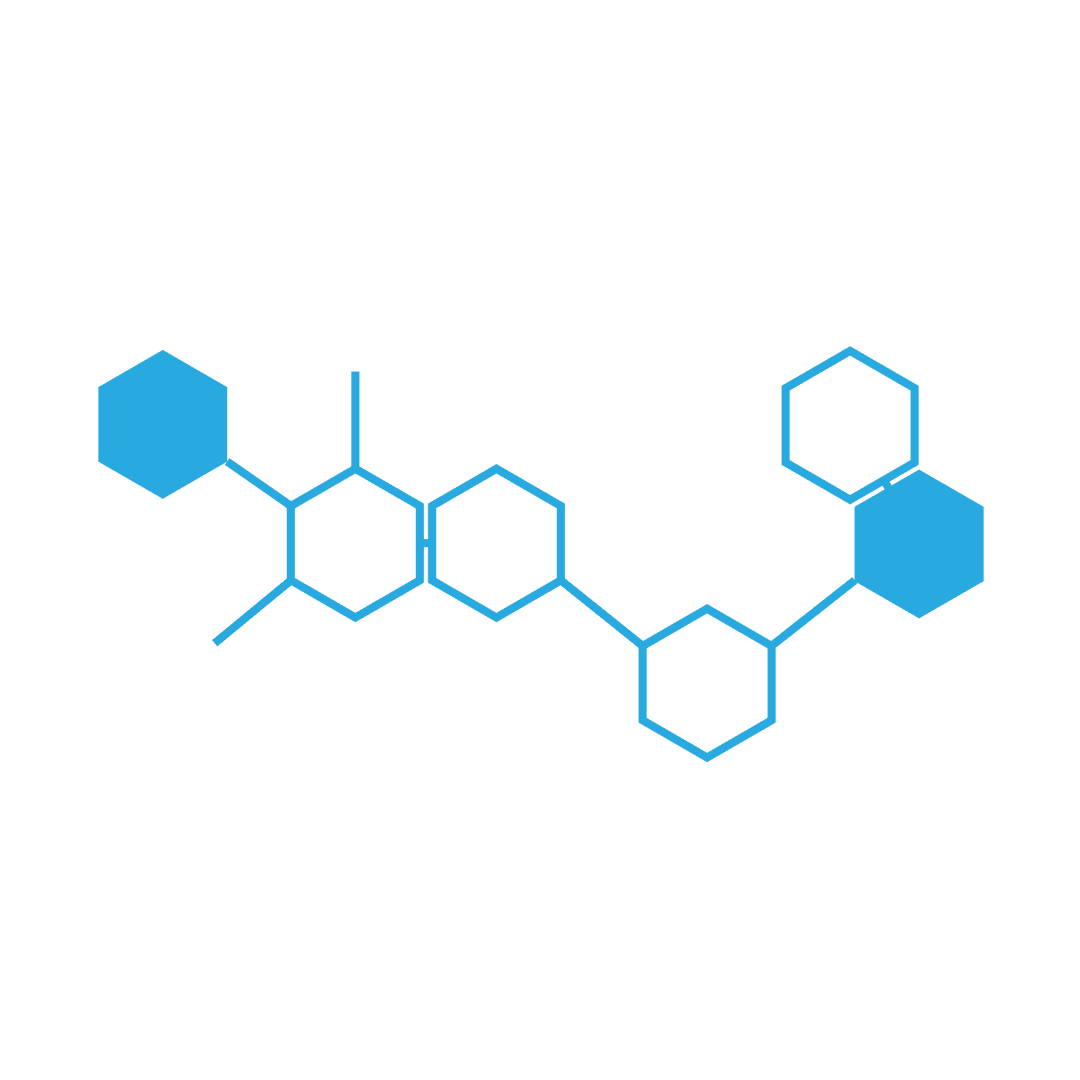 Blue Chemical Structure on Transparent Background