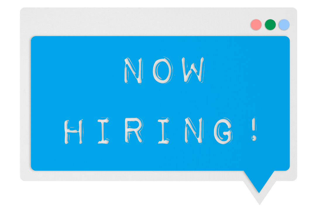 Digital Speech Bubble Illustrating Now Hiring Text Transparent Background