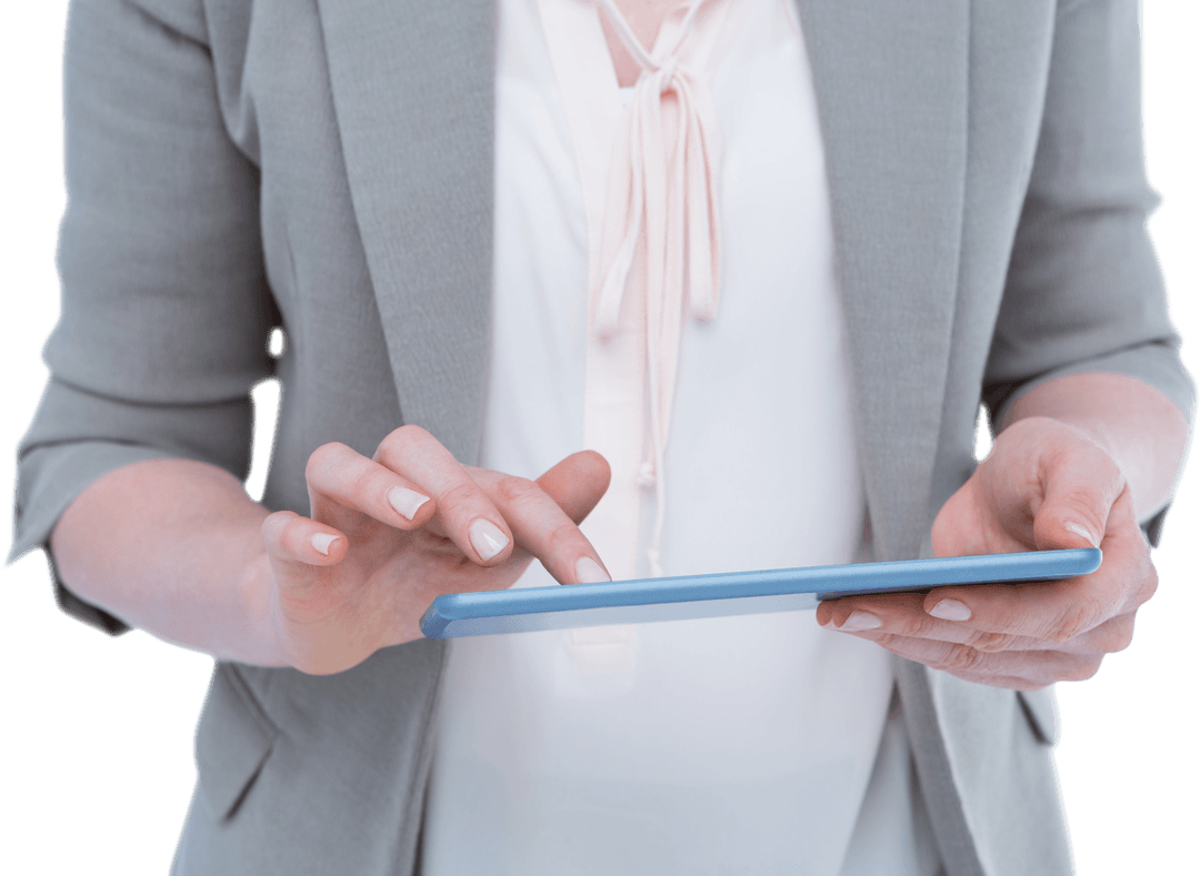 Businesswoman Using Transparent Tablet Close-Up Crop