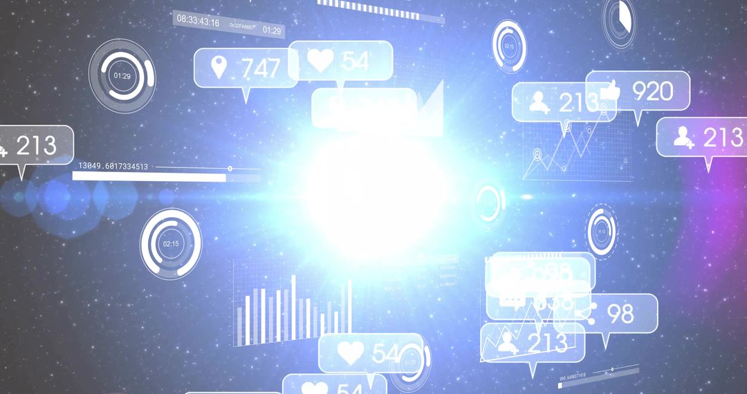 Futuristic UI with Digital Counters and Analytics Elements