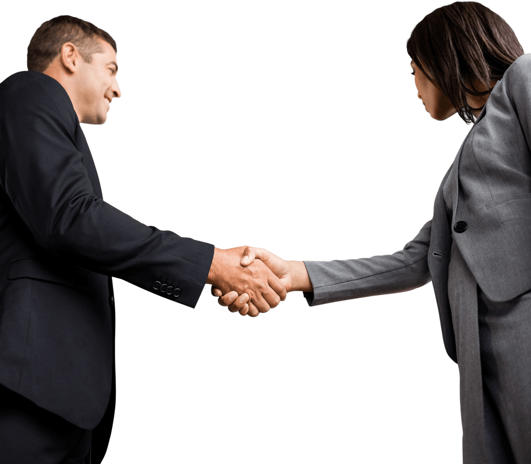 Transparent Business Partnership Handshake Showing Unity and Success