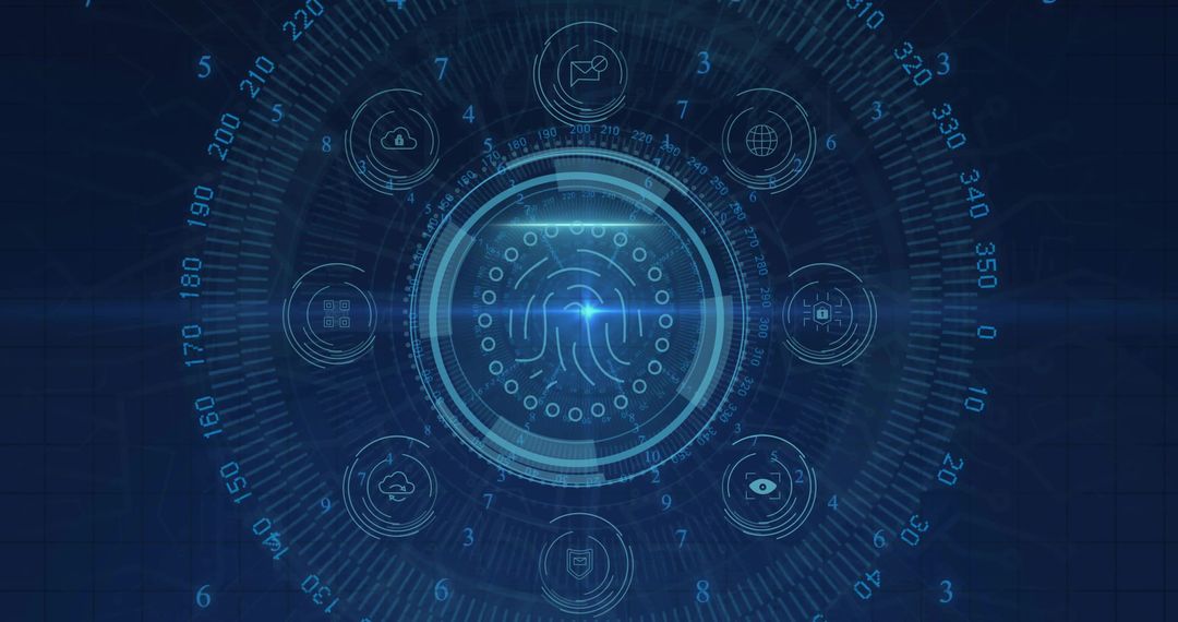 Futuristic Cybersecurity Fingerprint Scanner Interface